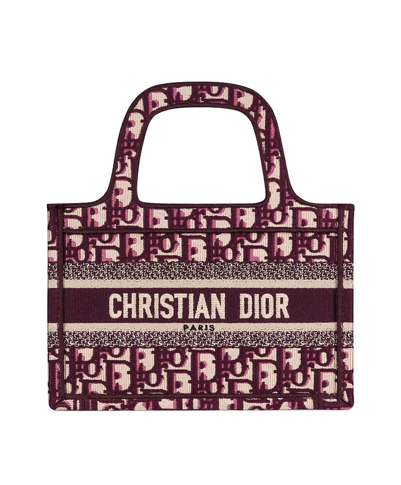 Christian Dior Mini Book Tote Original Dior Oblique Embroidered Canvas Bag Red